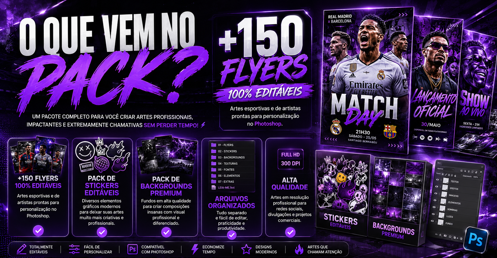 Mockup contendo o que vem no Supreme Pack